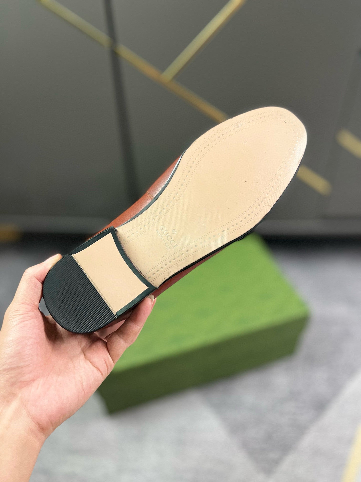 Gucci Horsebit Loafer In Bronze Leather