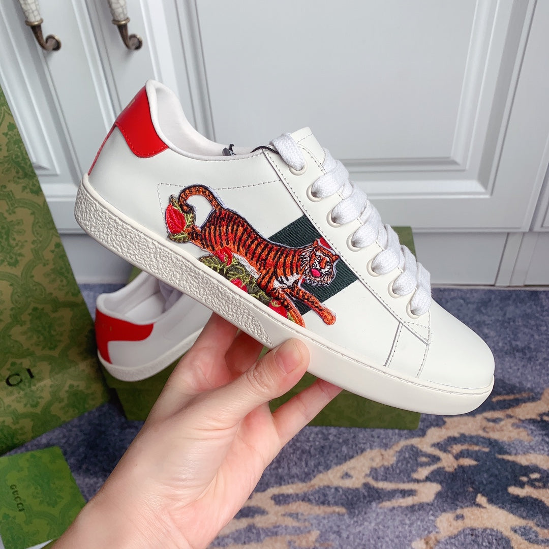 Gucci Tiger Ace Leather White Low Top Sneakers