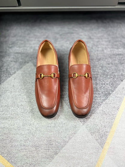 Gucci Horsebit Loafer In Bronze Leather