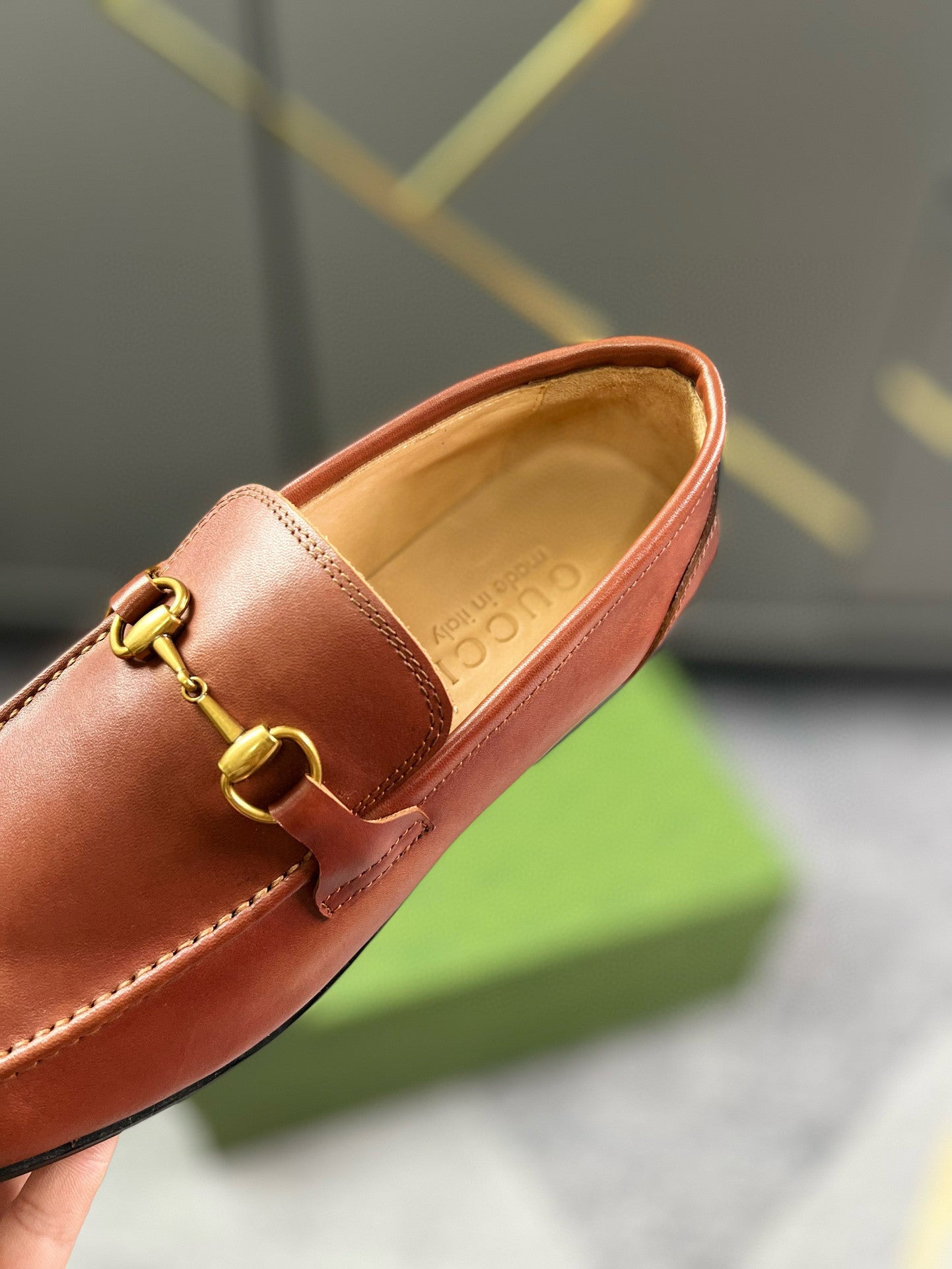 Gucci Horsebit Loafer In Bronze Leather