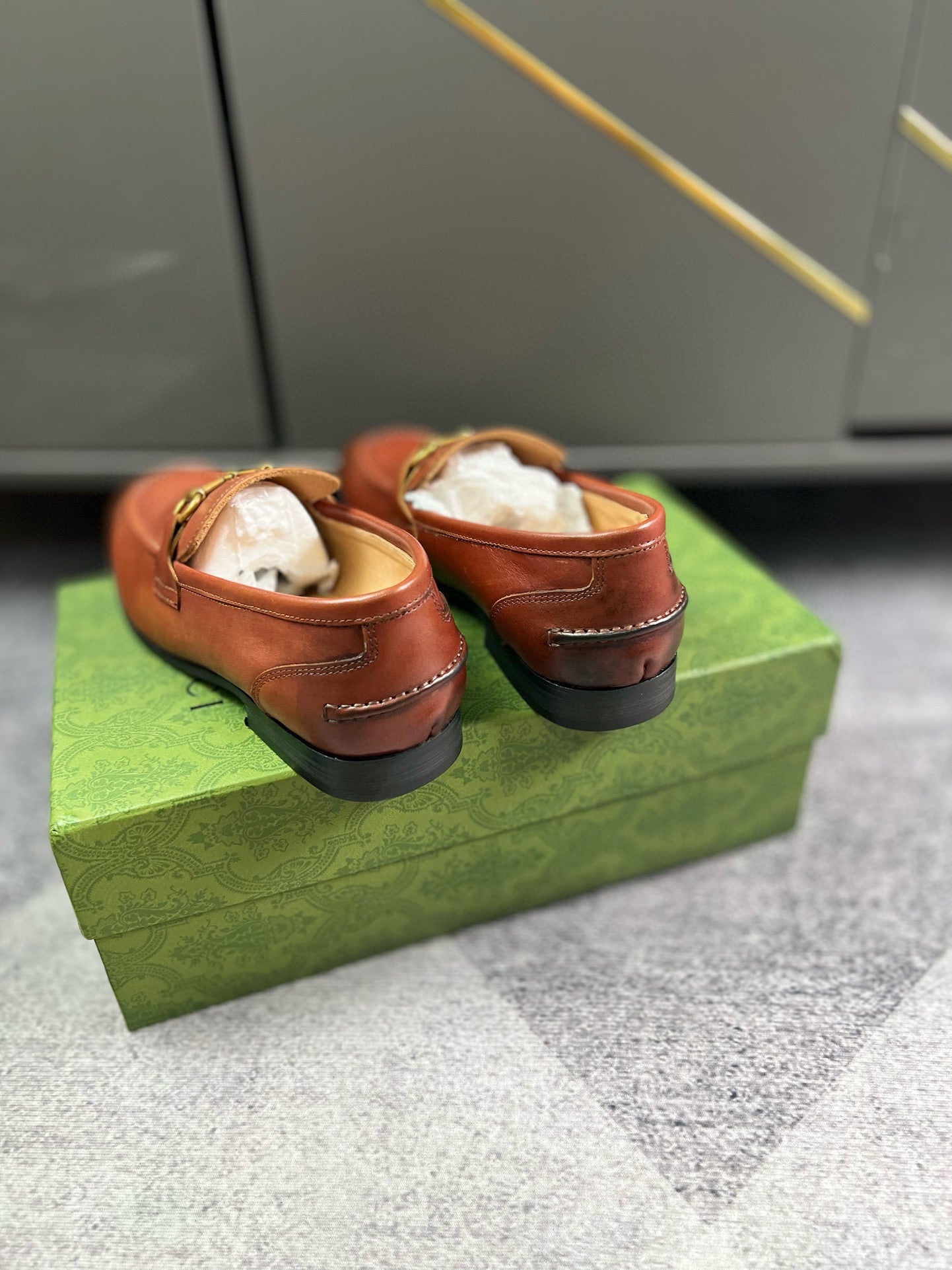 Gucci Horsebit Loafer In Bronze Leather