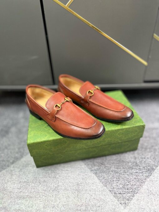Gucci Horsebit Loafer In Bronze Leather