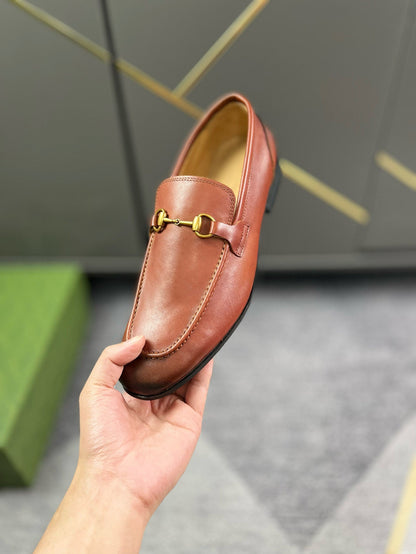 Gucci Horsebit Loafer In Bronze Leather