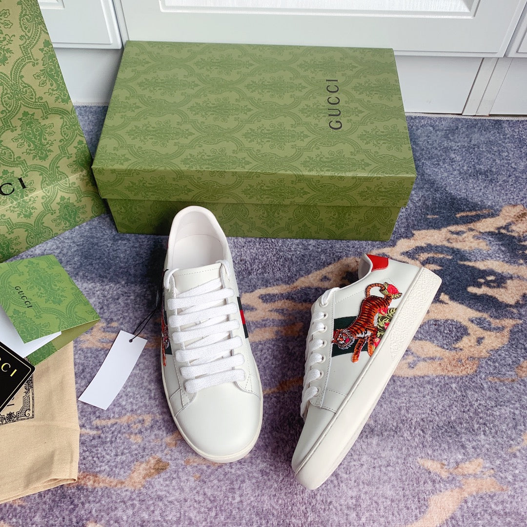 Gucci Tiger Ace Leather White Low Top Sneakers
